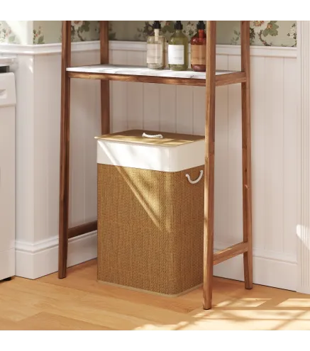 Cesto de Ropa Sucia con Tapa 72L Bolsa Interior Extraíble y Asas para Lavandería Dormitorio 40x30x60 cm Marrón