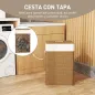 Cesto de Ropa Sucia con Tapa 72L Bolsa Interior Extraíble y Asas para Lavandería Dormitorio 40x30x60 cm Marrón