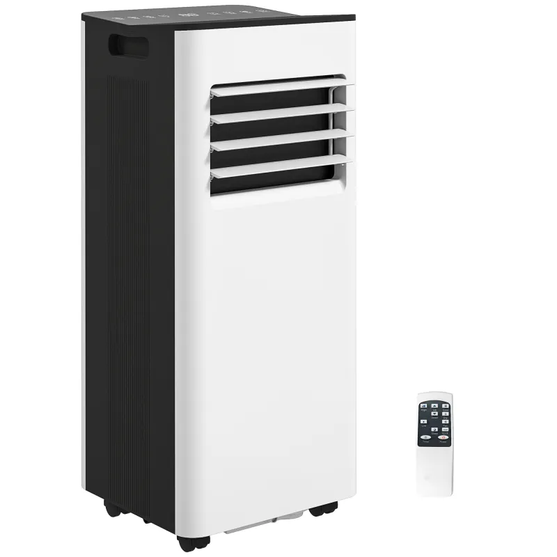 Aire Acondicionado Portátil 3 en 1 9000 BTU con Control Remoto Pantalla LED Temporizador 2 Velocidades para 28m² Blanco