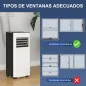 Aire Acondicionado Portátil 3 en 1 9000 BTU con Control Remoto Pantalla LED Temporizador 2 Velocidades para 28m² Blanco