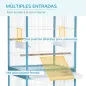 Jaula para Pájaros de 2 Niveles con Ruedas Bandejas Extraíbles Puertas Comederos Perchas 51,5x50x140 cm Azul