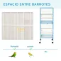 Jaula para Pájaros de 2 Niveles con Ruedas Bandejas Extraíbles Puertas Comederos Perchas 51,5x50x140 cm Azul