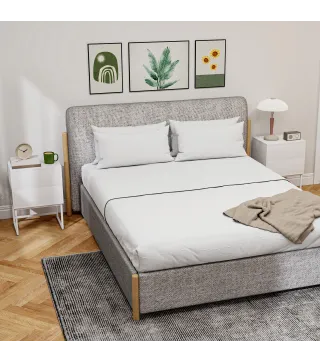 Pack de 2 Mesitas de Noche Estrechas con 2 Cajones Apertura por Presión y Patas de Acero 40x30x55 cm Blanco