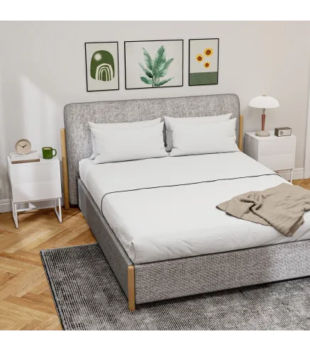 Pack de 2 Mesitas de Noche Estrechas con 2 Cajones Apertura por Presión y Patas de Acero 40x30x55 cm Blanco