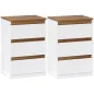 Pack de 2 Mesitas de Noche Estrechas de 3 Cajones Cajoneras para Salón Pasillo 40x30x59,5 cm Blanco