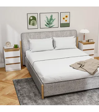 Pack de 2 Mesitas de Noche Estrechas de 3 Cajones Cajoneras para Salón Pasillo 40x30x59,5 cm Blanco