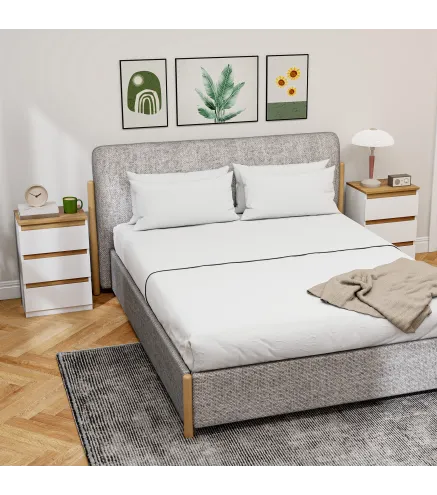 Pack de 2 Mesitas de Noche Estrechas de 3 Cajones Cajoneras para Salón Pasillo 40x30x59,5 cm Blanco