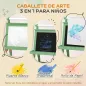 Pizarra Infantil Caballete 3 en 1 Caballete de Pintura para Niños de Doble Cara con Rollo de Papel y Cestas Verde