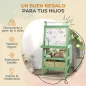 Pizarra Infantil Caballete 3 en 1 Caballete de Pintura para Niños de Doble Cara con Rollo de Papel y Cestas Verde