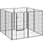 Parque para Mascotas de 8 Paneles 80x120 cm Corralito para Perros con Puerta y Doble Pestillo Metálicos Negro