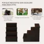 Escalera para Mascotas Escalones para Perros Gatos con Acolchados Desmontables Carga 30 kg 40x59x54,2 cm Marrón Oscuro