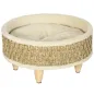 Cama para Perros Miniaturas con Cojín Lavable Cuerda de Seagrass y Marco de Madera Ø48x24,5 cm Beige