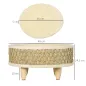 Cama para Perros Miniaturas con Cojín Lavable Cuerda de Seagrass y Marco de Madera Ø48x24,5 cm Beige