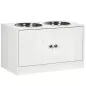 Comedero Elevado para Perros Grandes con 2 Cuencos de 2000ml y Almacenamiento Oculto 60x30x35,5 cm Blanco