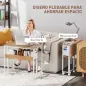 Escritorio Plegable con Ruedas Balda y Bolsillo de Almacenaje Ideal para Espacios Pequeños 80x50x75 cm Blanco y Natural