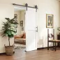 Puerta Corredera de Granero con Herrajes Manija Rodillo y Guía de Suelo Mejorados para Baño Salón 71,5x213,4 cm Blanco
