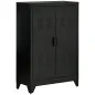Armario Metálico con Doble Puerta y 2 Baldas Ajustables Mueble Multiusos para Oficina Salón Dormitorio 75x33x110cm Negro