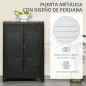 Armario Metálico con Doble Puerta y 2 Baldas Ajustables Mueble Multiusos para Oficina Salón Dormitorio 75x33x110cm Negro