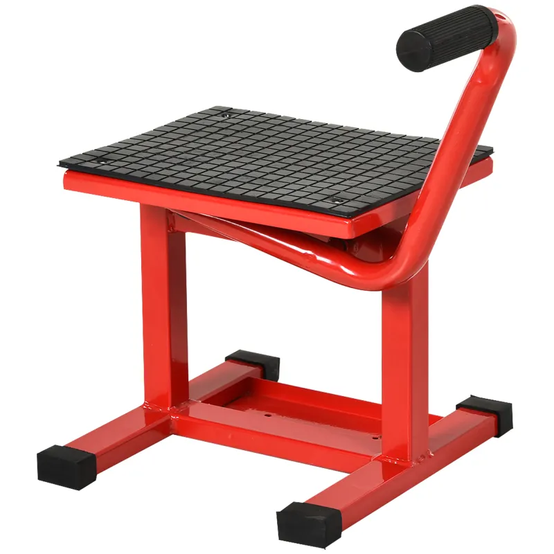 Elevador para Motocicletas con Manivela Altura Ajustable de 27,5/39,5 cm Base Antideslizante Carga 150kg Rojo y Negro