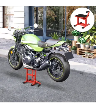 Elevador para Motocicletas con Manivela Altura Ajustable de 27,5/39,5 cm Base Antideslizante Carga 150kg Rojo y Negro
