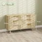 Cómoda de 6 Cajones con Diseño Estriado y Cajonera para Salón Pasillo 62x35x105 cm Roble