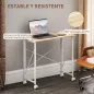 Escritorio Plegable con Ruedas y Estructura Resistente Ideal para Oficina y Estudio 80x40x75 cm Natural y Blanco