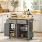 Isla de Cocina con Ruedas Mueble Auxiliar de Cocina con Especiero y Barra Lateral 111x44,5x82,5 cm Gris