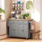 Isla de Cocina con Ruedas Mueble Auxiliar de Cocina con Especiero y Barra Lateral 111x44,5x82,5 cm Gris