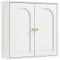 Mueble de Baño Colgar con Estantes 2 Puertas con Diseño de Arco Tiradores Dorados 60x20x60 cm Blanco