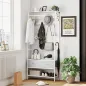 Perchero Zapatero con Zapatero Ganchos Cajones Barra y Eatante para Entrada Pasillo Salón 80x30x180,5 cm Blanco