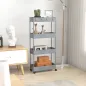 Carro de Cocina de 4 Niveles Carrito Auxiliar con Ruedas 4 Cestas y 4 Ganchos Extraíbles para Salón 40x19x90 cm Gris