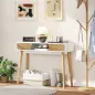 Consola de Recibidor con 2 Cajones Compartimento y Patas de Madera para Pasillo Entrada Entrada Salón Blanco