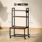 Mueble para Impresora de 4 Niveles con Estación de Carga Ruedas y Marco Metálico para Oficina Casa Marrón Rústico