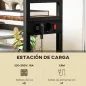 Mueble para Impresora de 4 Niveles con Estación de Carga Ruedas y Marco Metálico para Oficina Casa Marrón Rústico