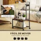 Mueble para Impresora de 4 Niveles con Estación de Carga Ruedas y Marco Metálico para Oficina Casa Marrón Rústico