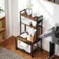Mueble para Impresora de 4 Niveles con Estación de Carga Ruedas y Marco Metálico para Oficina Casa Marrón Rústico