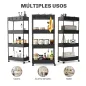 Carro de Cocina de 4 Niveles Carrito Auxiliar con Ruedas 4 Cestas y 4 Ganchos Extraíbles para Salón 40x19x90 cm Negro