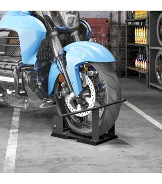Soporte para Rueda Delantera de Motocicleta Carga 816,5 kg Robusta con Altura Ajustable para Ruedas Ø38,1-53,34 cm Negro