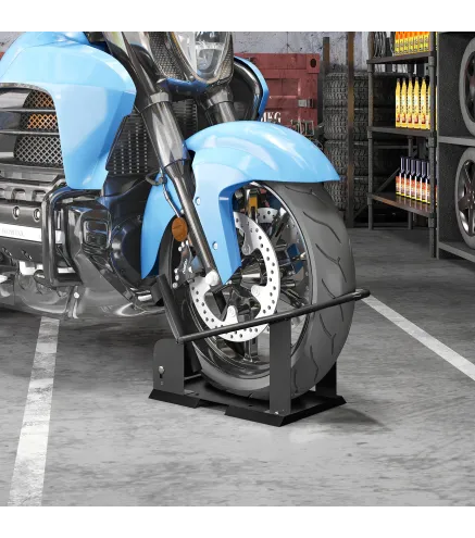 Soporte para Rueda Delantera de Motocicleta Carga 816,5 kg Robusta con Altura Ajustable para Ruedas Ø38,1-53,34 cm Negro