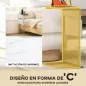 Mesa Auxiliar Estilo Marmolizado con Cargador USB y Espacio de Almacenaje 25,5x40x71 cm Blanco y Dorado