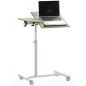 Mesa Auxiliar con Ruedas Altura Ajustable Superficie Inclinable y Marco de Metal 57x40x67,5-101 cm Roble y Blanco