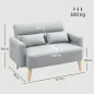 Sofá de 2 Plazas con Tapizado de Cuero Sintético Acolchado Grueso y Patas de Madera para Salón 117x78x78 cm Gris