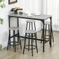 Set de Mesa de Bar y 4 Taburetes Estilo Industrial Marco de Metal para Cocina Salón Gris y Negro