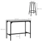 Set de Mesa de Bar y 4 Taburetes Estilo Industrial Marco de Metal para Cocina Salón Gris y Negro