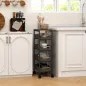 Carro de Cocina de 5 Niveles Carrito Auxiliar con Ruedas Tablero Efecto Madera Cajones Extraíbles 39,5x24x82 cm Negro