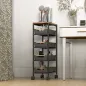 Carro de Cocina de 5 Niveles Carrito Auxiliar con Ruedas Tablero Efecto Madera Cajones Extraíbles 39,5x24x82 cm Negro