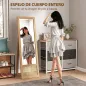 Espejo de Cuerpo Entero 160x50 cm con Marco de Madera y Soporte para Salón Dormitorio Natural