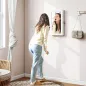 Espejo Joyero de Pared con Cerradura y Varios Compartimentos Montar en Pared o Puerta Blanco y Forro Crema