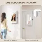 Espejo Joyero de Pared con Cerradura y Varios Compartimentos Montar en Pared o Puerta Blanco y Forro Crema