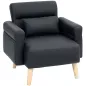 Sillón Tapizado en Cuero Sintético Respaldo con Costuras y Patas de Madera para Salón o Dormitorio 77x78x78 cm Negro Sillón Tapizado en Cuero Sintético Respaldo con Costuras y Patas de Madera para Salón o Dormitorio 77x78x78 cm Negro